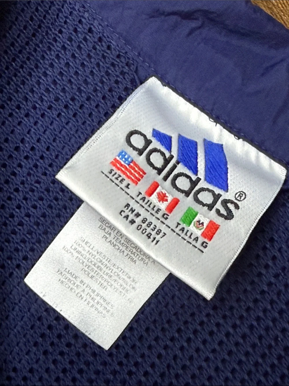 adidas Navy and White Half-Zip Track Jacket Size Large
